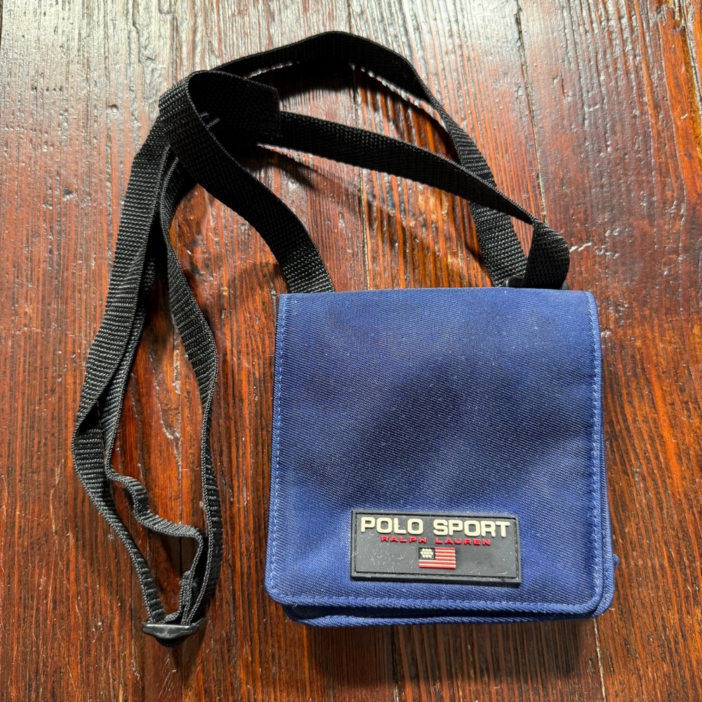 Vintage Polo Sport Ralph Lauren Crossbody Bag Navy Blue Utility Pouch
